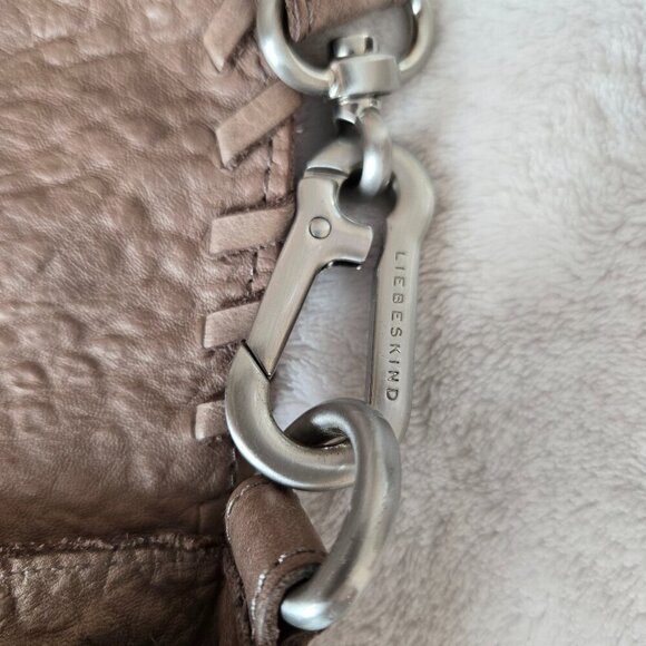 Liebeskind Berlin Leather Crossbody Bag Taupe Braided Flap Shoulder Purse - Picture 9 of 16